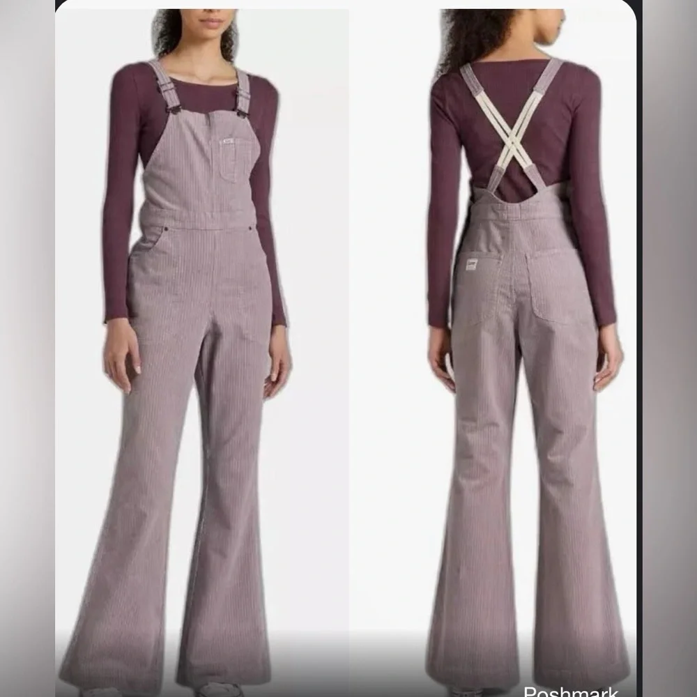 SOLD Free People x Lee Purple Storm Flare Corduroy Overall coveralls jumpsuit - Picture 1 of 6
